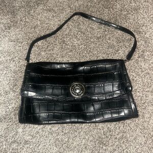 Nine West Black Croc-Embossed Shoulder Bag
